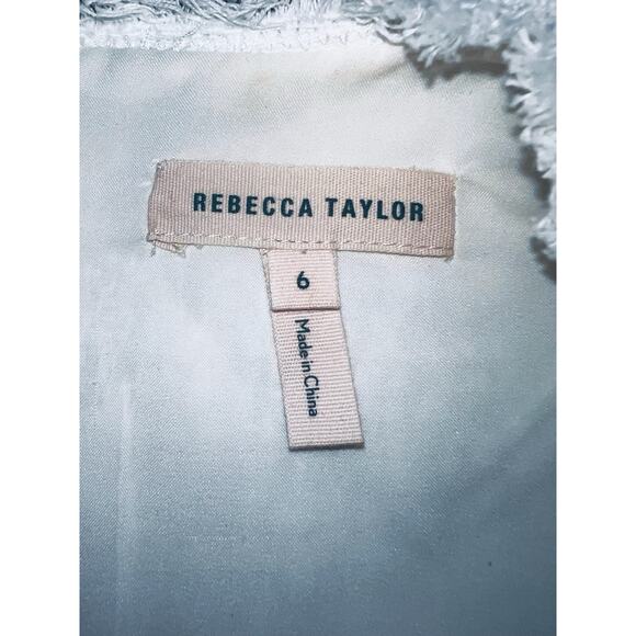 REBECCA TAYLOR WHITE TEXTURED BOUCLE SHEATH DRESS RAW EDGES SIZE 6 - Picture 4 of 5